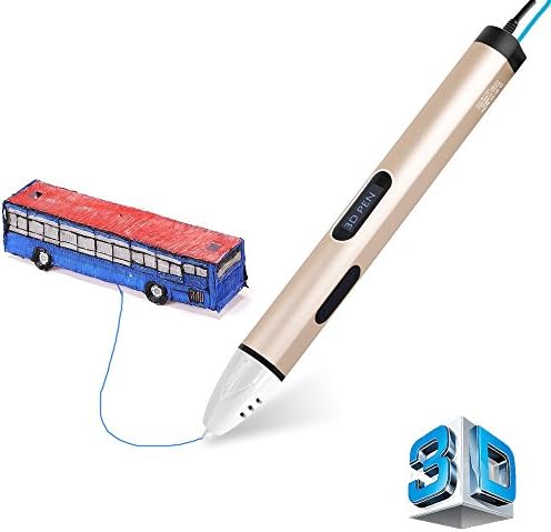 3D Printing Pen for Kids, VOGTEL Nice Premium Aluminum 3D Pen for Modeling, Education with Bright OLED-Display Gold