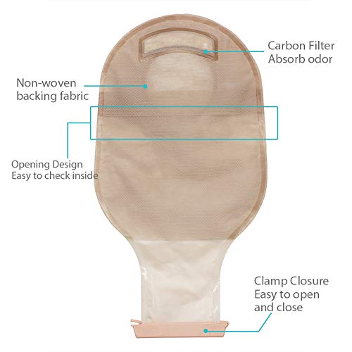 LotFancy 10PCS Colostomy Bags, Ileostomy Supplies, TwoPiece Drainable