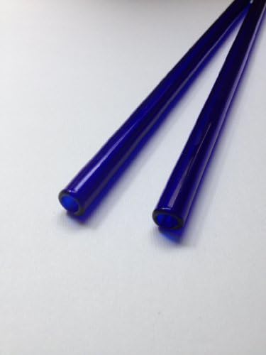 Set of 2--Beautiful, Crystal Clear, Cobalt Blue Straws 9.5mm x 8 in w/brush