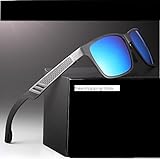 Aluminium Polarriized Mirrored Wayfarer Suunnggllaasses Outdoor Driving Fishing Eyyewwear Gray Frramme Ice Blue Mirror