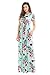 Women's Floral Print Round Neck Cap Sleeve Maxi Casual Dress Large Green