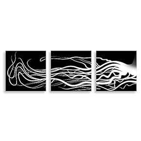 wall26 3 Panel Canvas Wall Art Black and...