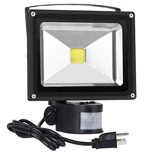 Motion Sensor Floodlight Outdoor, 20W Induction LED Lamp, IP65 Waterproof Spotlight, 6500K 1600LM LED Sensor Light,160W Bulb Equivalent Security Light with US 3-Plug(Daylight White) - Thumbnail 7
