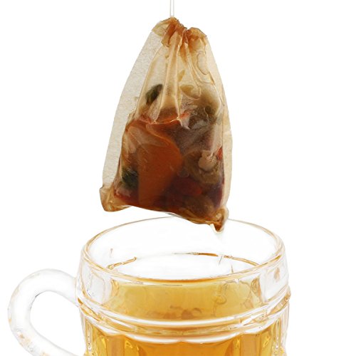 100 Pcs Tea Filter Bags, Disposable Empty Tea Infuser Bag with Drawstring Safe & Natural Material for Loose Leaf Tea and Coffee 2.36 x 3.15 inch - Give 2Pcs Tea bag holders (Initial)