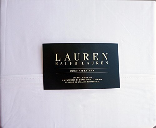 Lauren Ralph Lauren 4 Piece Cotton Sheet Set Dunham Sateen Solid White (Full)