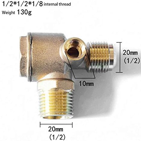 Brass 3-Way Female Threaded Non-Return Check Valve Tube Connector Tool (1/2" * 1/2" * 1/8"), Gold Tone, Female 1/2"*1/2"*1/8" - Image 3