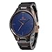 IWOODEN Ebony Wood Watch Analog Quartz Wrist Watch For Men Vintage Handmade Watch with Watch Box Gifts for Men (blue)