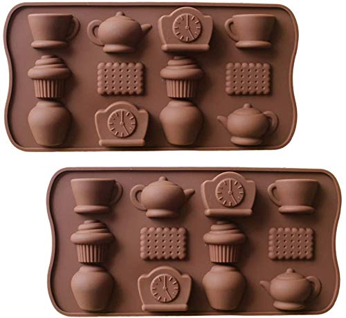 Golddunes 1pc Teapot Clock Cupcake Silicone Mould ice, Yoghurt, Candy, Sweet, Jelly, Wax, Chocolate