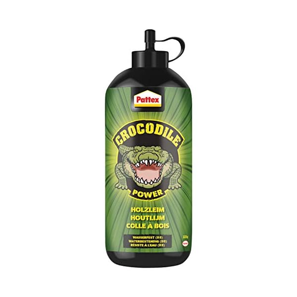 Pattex Crocodile Power Holzleim, leistungsstarker Holzkleber für Innen und Außen*, transparent trocknender und…
