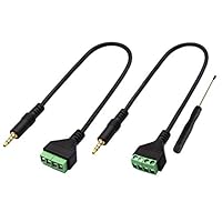 zdyCGTime 3.5mm Screw Terminal Block Cable 3.5mm (1/8inch) Stereo TRRS Audio Male to 4 Pin/Way Female Bolt Screw Headphone Balum Converter Adapter Cable（30CM/2Packs) (4Pole/M)