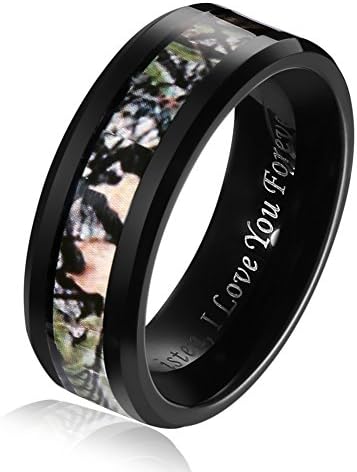 Hosty Bten Mens 8mm Cameo Camouflage Inlay Hunting Tungsten Wedding Band Ring with Ring Box (13)