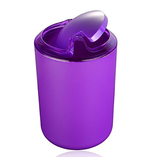 Zuvo 6 Pcs Plastic Bathroom Accessory Set Luxury Bath Accessories Bath Set Lotion Bottles, Toothbrush Holder, Tooth Mug, Soap Dish, Toilet Brush, Trash Can, Rubbish Bin (Purple)