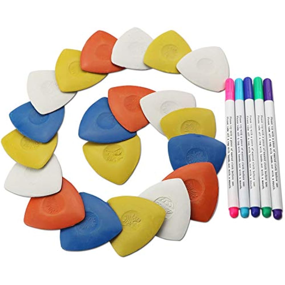 20PCS Triangle Tailor's Fabric Marker Chalk And 5PCS Washable Pen Set
