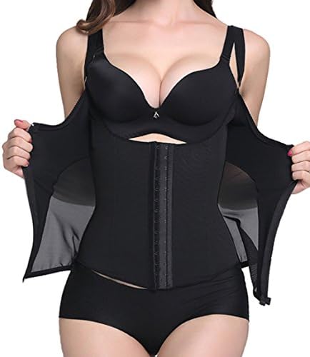 Fashion Leader Womens Fashion Underbust Corset Waist Trainer Vest Cincher Steel Bone Body Shaper, Black1, Large