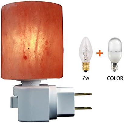 Tonsen Mini Hand Carved Himalayan Salt Lamp Natural Crystal Salt Rock Nursery Wall Night Light Plug In Nightlight with 7W Incandescent Bulb and Multi LED Color Changing Bulb.UL Certified socket