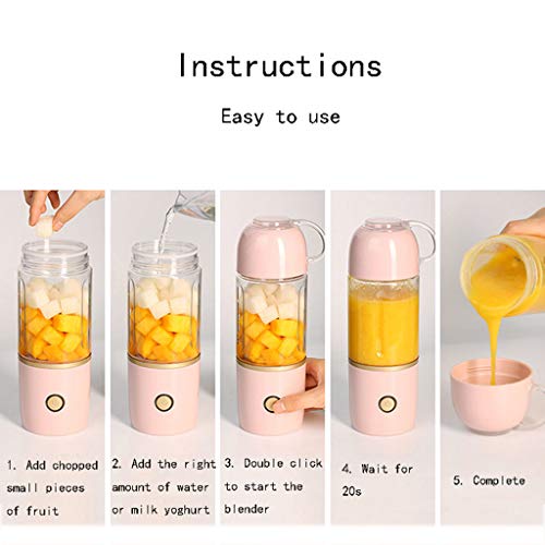 Multifunctional Juicer Cup Milkshake Soy Milk Maker, Electric Mini Blender USB Fruit Vegetable Mixer with Stainless Steel Blades,Pink - Thumbnail 4