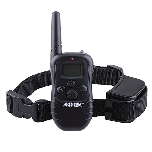 AGPtek® 300 Yard Rechargeable Dog Training Collar with LCD Digital Remote 100 Level Shock and 100 Level Vibration for Different Kinds of Dogs (black)