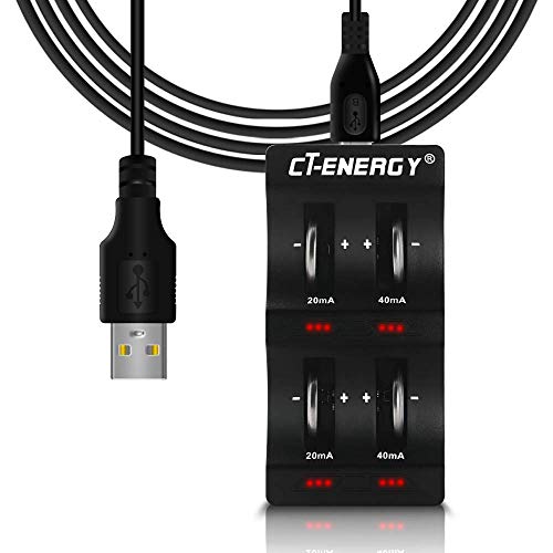 CT ENERGY USB Coin Button Cell Battery Charger LIR 2032(LR2032)/2025/2450/2016/1620/1632/1220