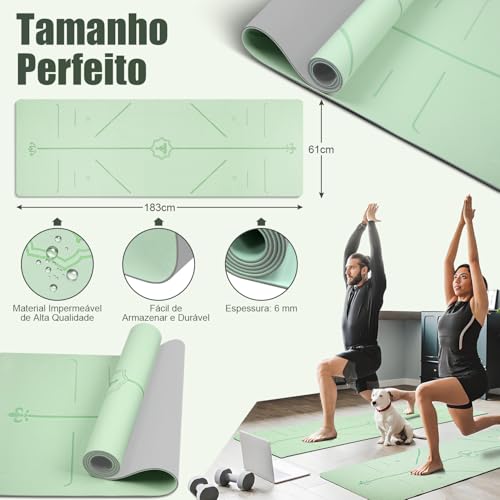 Gavzrt Tapete de Yoga 6 mm de Espessura, Tapete de Yoga Antiderrapante Pilates, Tapete Ioga de TPE, 183 x 61 cm x 6 mm