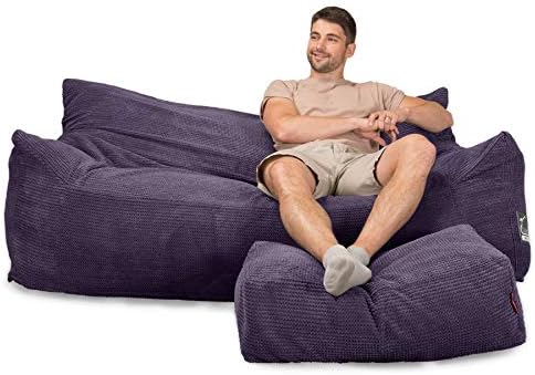 Lounge Pug Cloudsac 1200 Zitzak Bank Met Vezel Latex Vlokvulling Pompom Paars