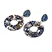 Women's Hollow Round Acrylic Earrings, Fashion Semi Precious Stones Resin Post Dangle Hoop Earrings for Women Girls (Style A- Tortoise Shell) (Style A- Floral)