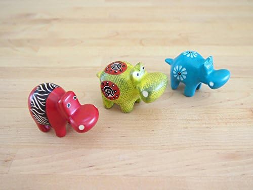 African Soapstone Little Hippo Trio Made in Kenya, Set of 3, Assorted Colors