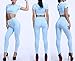 ChongErfei Women's Sexy Bodycon Round Neck Hoody Pants 2-Piece Jumpsuit Sportswear (Large, Sky blue)