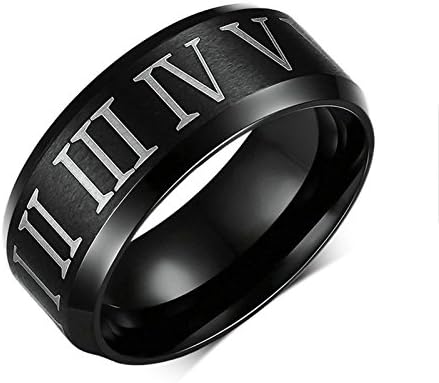Onefeart Women S Titanium Steel Ring Wedding Band Roman Numerals N O O O O 8mmv 1 2 Black Buy Online At Best Price In Uae Amazon Ae