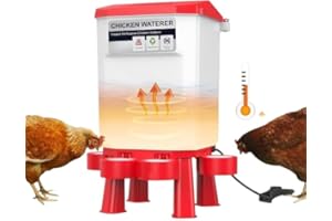 Heated Chicken Waterer, Heavy Duty Plastic Water Container, Fresh Water Solution for Poultry, Leak-Proof Design with Double-L
