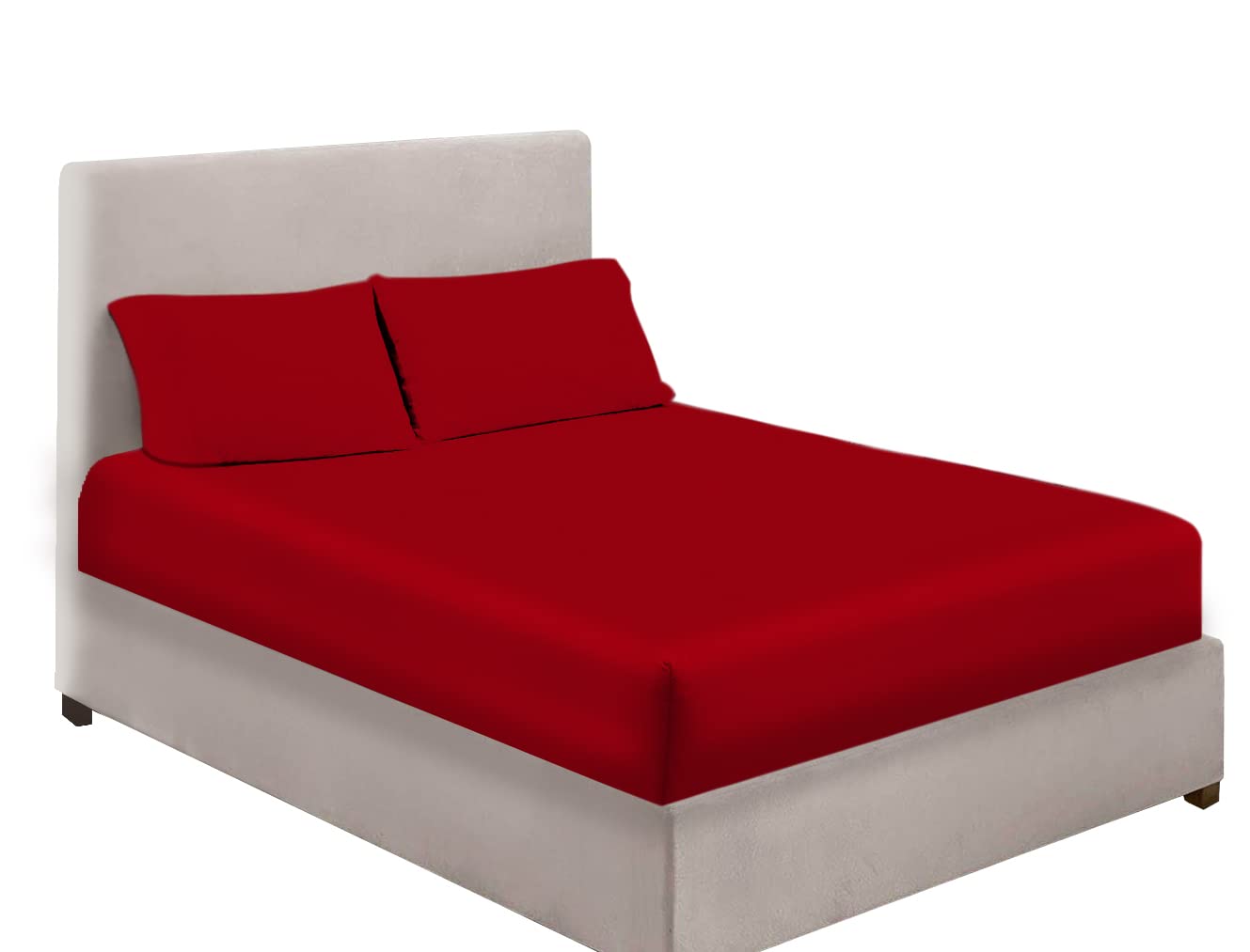 Extra Deep Bedding 100% Extra deep Fitted Sheets 16" 40CM Egyptian Cotton 200TC 15 Colours Single Double King Super King (Single, Red)