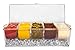 Ice Chilled 5 Compartment Condiment Server Caddy- Serving Tray Container with 5 Removable Dishes with over 2 Cup Capacity Each and Hinged Lid (5 Compartment Condiment Server with 3 Tongs and 3 Spoons)