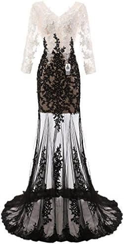 Ondine8 New Sexy V-cut Sequin Lace Sleeves Evening Dress Prom Gown Prom dress US 4
