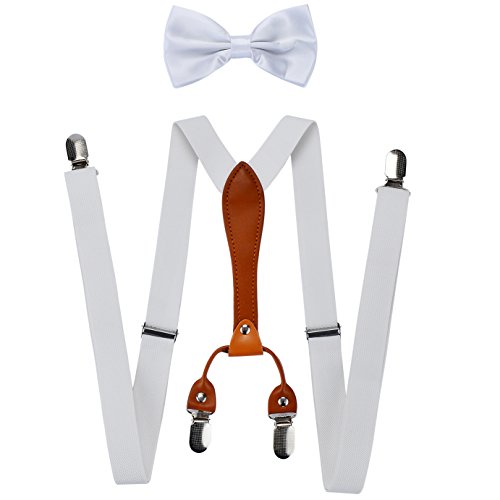 YanLen Pack of 4 Men's Suspenders & Bowtie Set Elastic X Band Stainless 4 Clips Wedding (Set 1) - Thumbnail 2