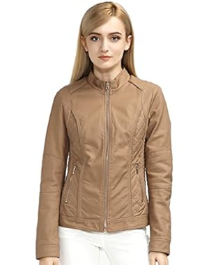 Womens Faux Leather Short Jacket