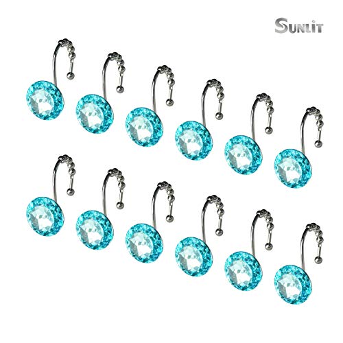 Sunlit Luxury Design Round Teal Diamond Crystal Gem Bling with Glide