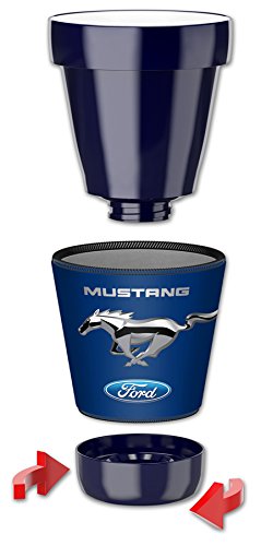 Mugzie 12-Ounce "Low Ball" Tumbler Drink Cup with Removable Insulated Wetsuit Cover - Ford Mustang - Chrome Pony (blue)