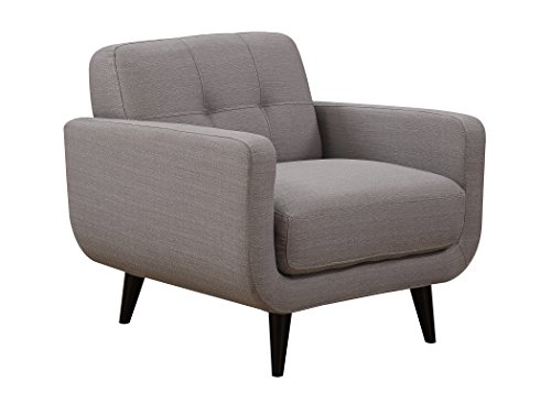 Christies Home Living Crystal-Gray-C Fabric Mid Century Arm Chair, Gray