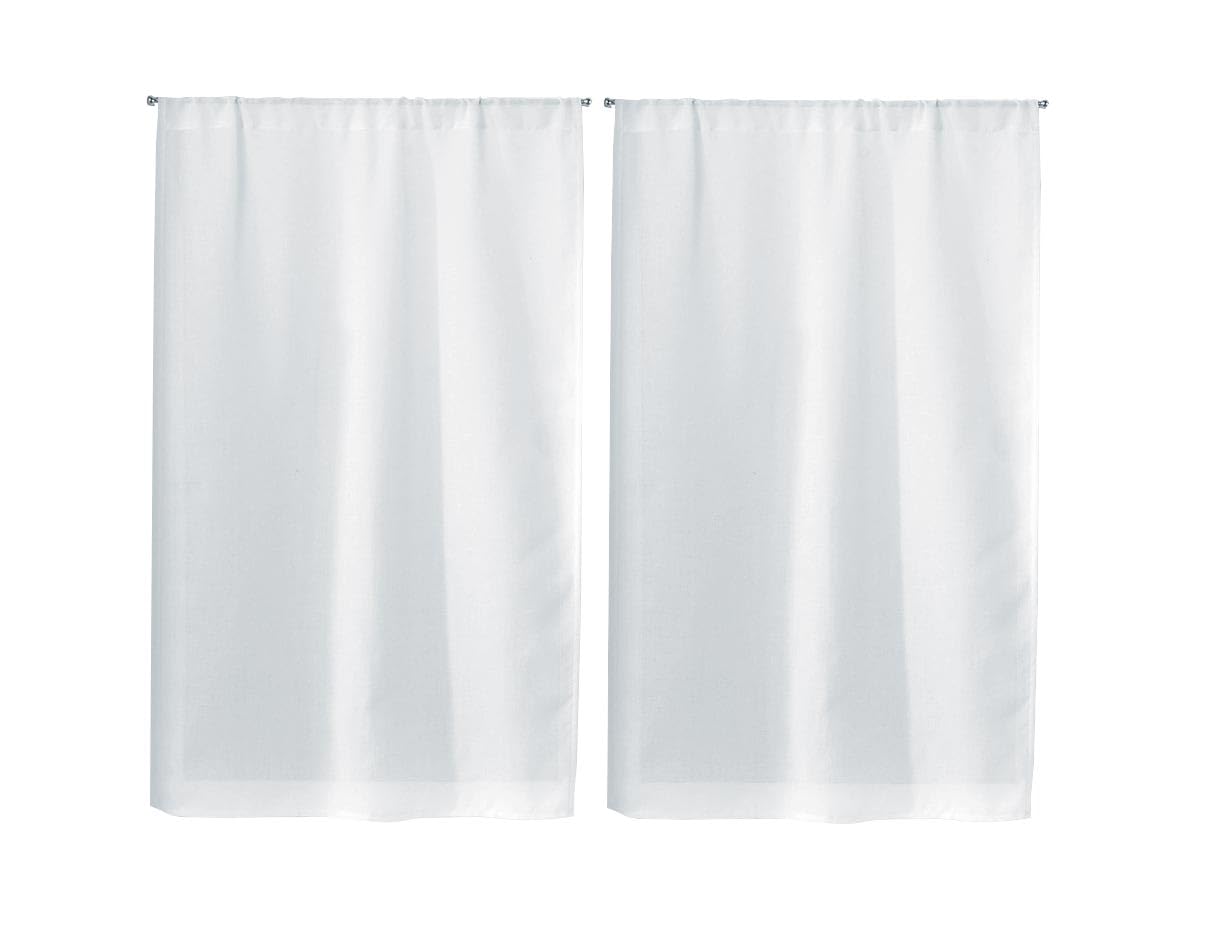 Linder 0323/10/415 Rod-Top Window Screens Set of 2 Straight Muslin White 55X120
