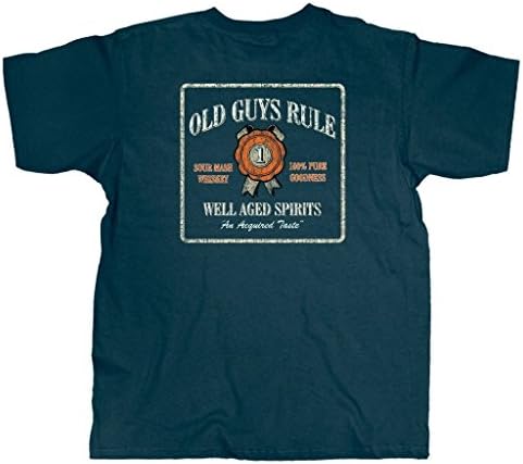 OLD GUYS RULE T Shirt for Men | Well Aged Spirits | Cool, Funny Graphic Tee for Dad, Husband, Grandfather Gift | Harbor Blue