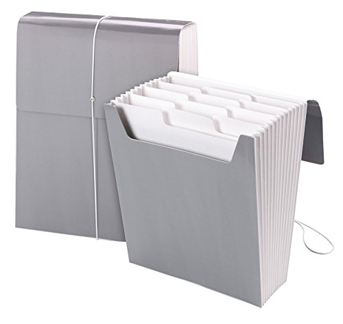 Smead Organized Up Vertical Expanding File with SuperTab, 12 Pockets, Letter Size, Cool Gray (70700)