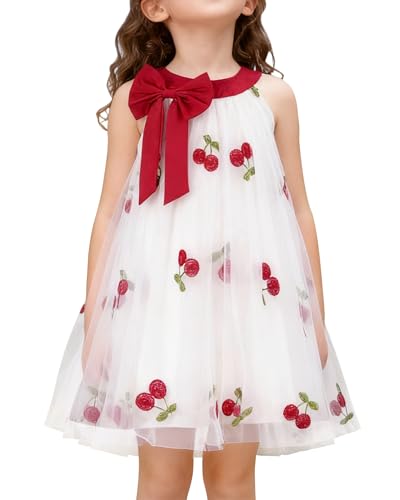 YALLET 5Y 6Y Flower Girl Dress Embroidered Tulle Tutu Halter Neck Bow White at Amazon