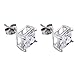 .925 Sterling Silver Princess Cut Stud Earrings 5 Mm, 1.5 CTW.
