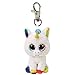 Ty PIXY White Unicorn Clip Key Chain Plush