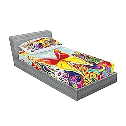 Ambesonne Colorful Fitted Sheet & Pillow Sham