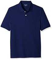 Amazon Essentials Men's Cotton Pique Polo Shirt, Navy, Large