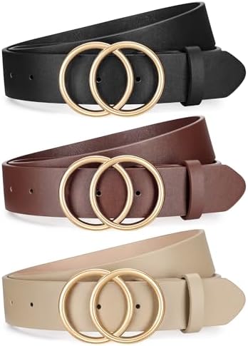 SANSTHS 3 Pack Women Waist Belts for Jeans Pants Dresses 