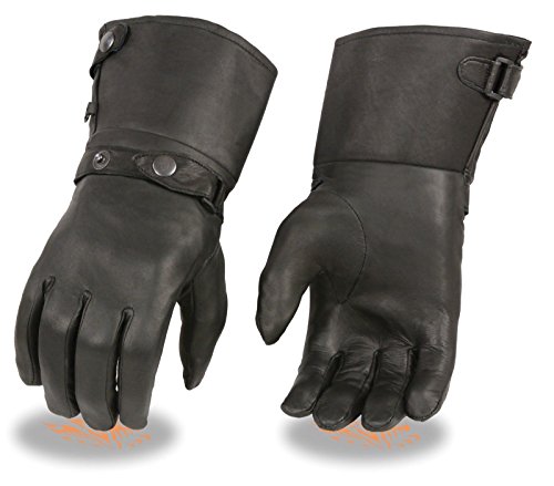 Motorcycle Men's Ultra Long Leather Guantlet Leather Gloves Lined Big size 5XL (XS Regular)