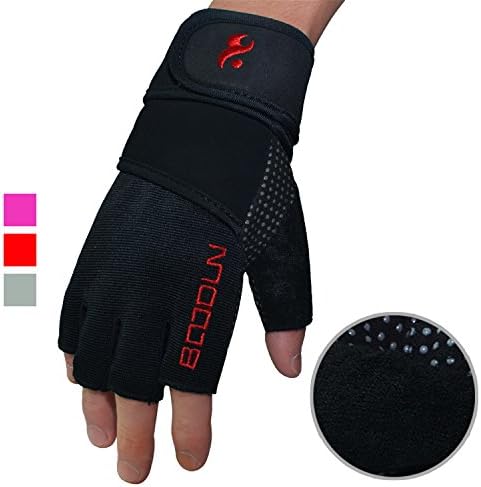 Miss Shanghai Mens Womens Half Finger Body Building Gloves with Wrist Wrap