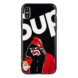 iPhone X Case Street Fashion Design, Flexible Durable Full-Protective Back Case Cover for iPhone X 5.8inch (Red/Shark)