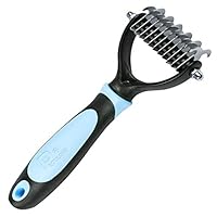 PetUlove Dematting Comb Tool for Dogs & Cats-2 Sided Professional Grooming Rake,Safe Dematting Comb,Gently Removes Loose Undercoat, Mats, Tangles and Knots